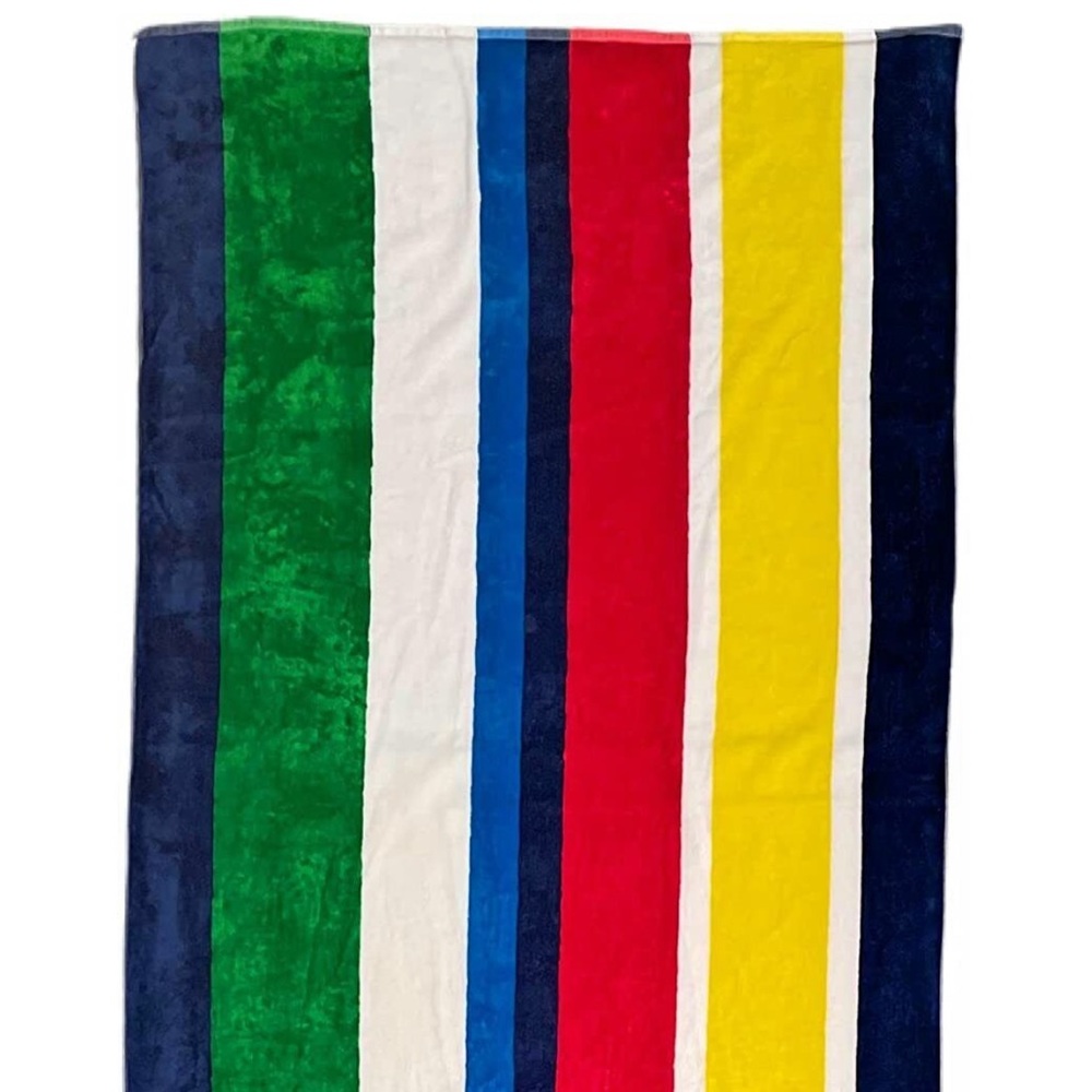 Polo Ralph Lauren Multicolor Striped Beach Towel 66" x 35". All cotton. NWT.